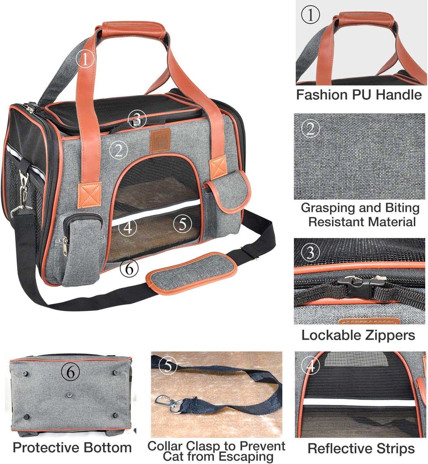 Pet Carrier for Cats and Small Dogs Airline Approved Soft Sided Carrier,Ventilated Pet Travel Carrier,Car Seat Safe Carrier
