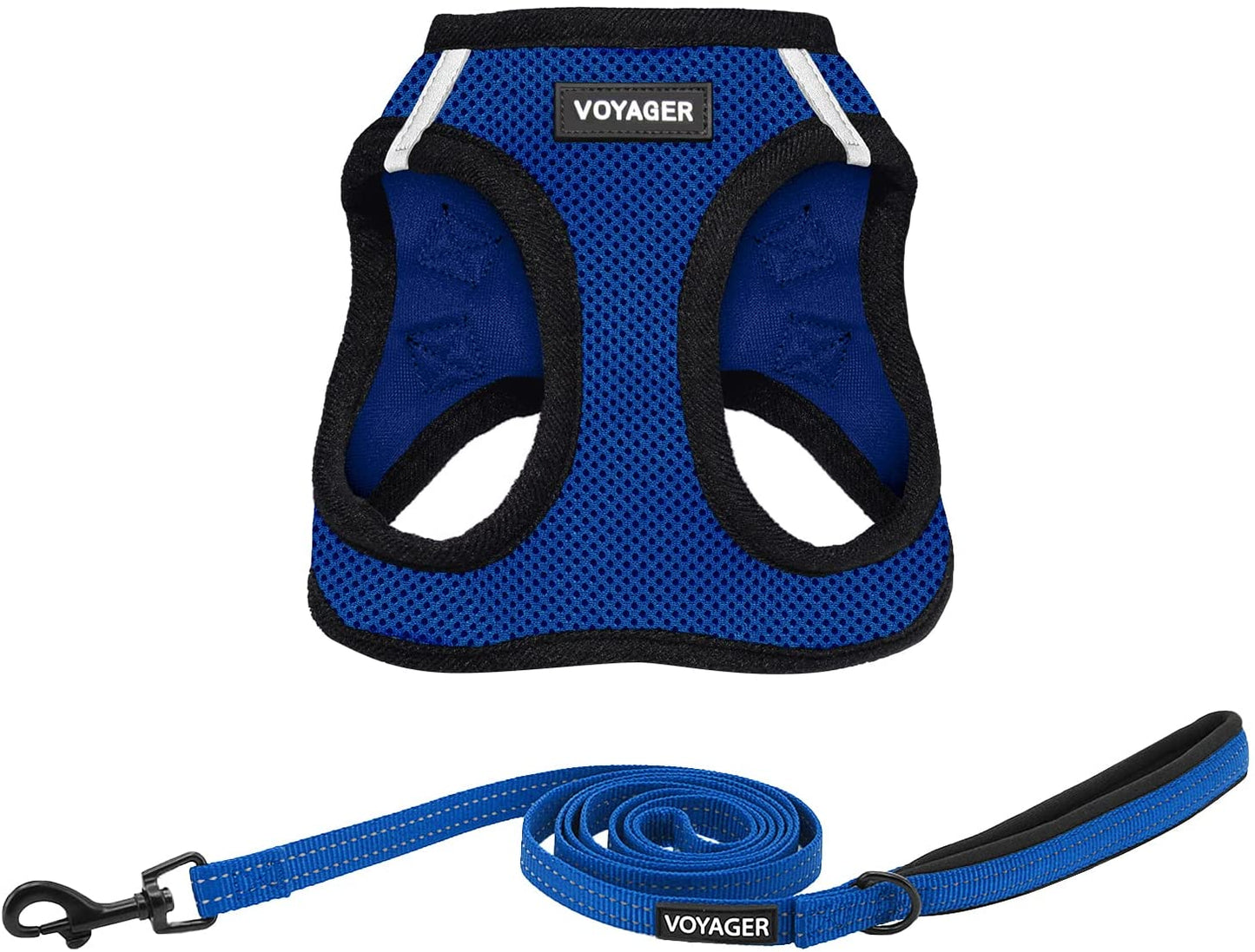 Voyager Step-In Air All Weather Mesh Harness and Reflective Dog 5 Ft Leash Combo with Neoprene Handle, for Small, Medium and Large Breed Puppies by - Blue, Xx-Small